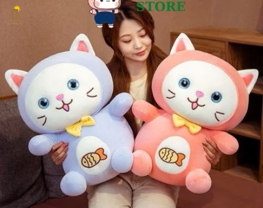 Mèo mắt ngọc thêu cá